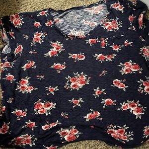 Torrid Navy & Pink Floral Classic Fit Tee (5X)